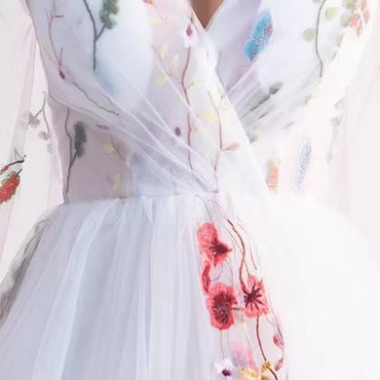 Long Flower Fairy Dress, White Party, Fashion..