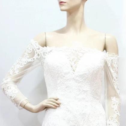 Handmade,long Sleeve Wedding Dress,white Bridal..