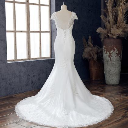 Bridal Wedding Dress, Square Collar, Simple,..