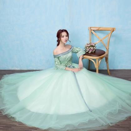 Aesthetic Color Gauze Dress,off Shoulder Ball Gown..
