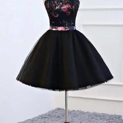 Color Gauze Dress, Black Homecoming Dress,bouffant..