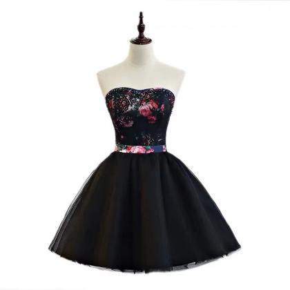 Color Gauze Dress, Black Homecoming Dress,bouffant..