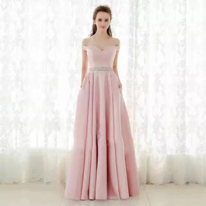 Pink Bridesmaids Dress ,off Shoulder Prom..