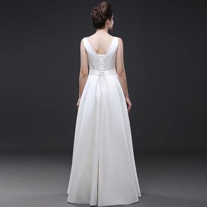 Satin Wedding Dress ,white Prom Dress,elegant..