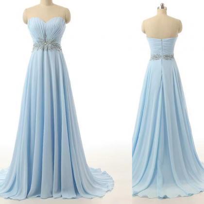 Light Blue Bridesmaids Dress ,strapless Prom..
