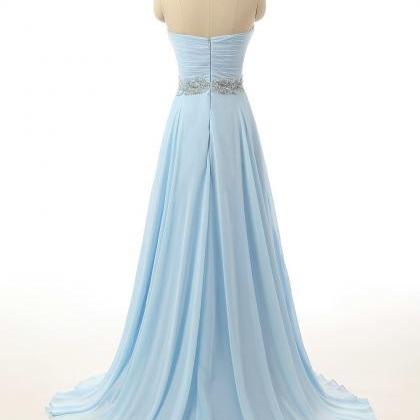 Light Blue Bridesmaids Dress ,strapless Prom..