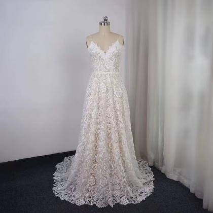Lace Bridesmaid Dress ,spaghetti Strap Prom..