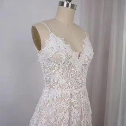 Lace Bridesmaid Dress ,spaghetti Strap Prom..