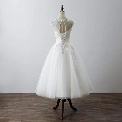Lace Wedding Dress ,white Midi Dress,short..