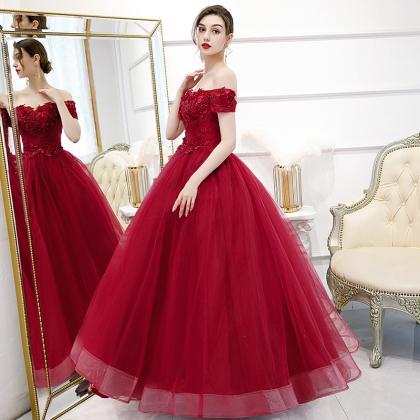 Off Shoulder Prom Dress,red Ball Gown Dress,custom..