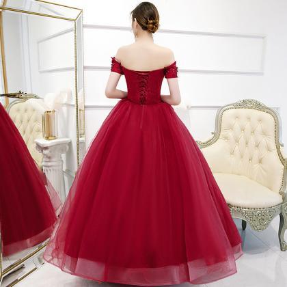 Off Shoulder Prom Dress,red Ball Gown Dress,custom..