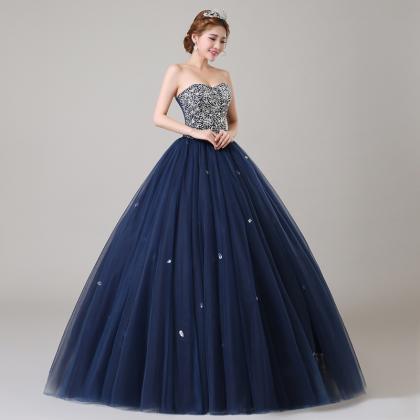 Strapless Prom Dress,beaded Ball Gown..