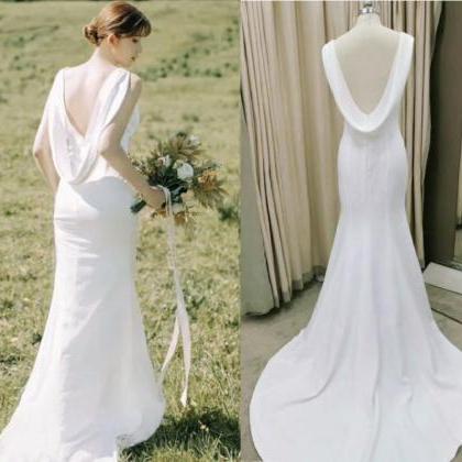 Mermaid Wedding Dress,white Satin Bridal..