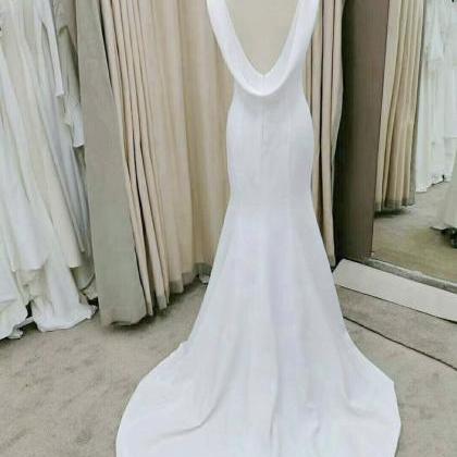 Mermaid Wedding Dress,white Satin Bridal..