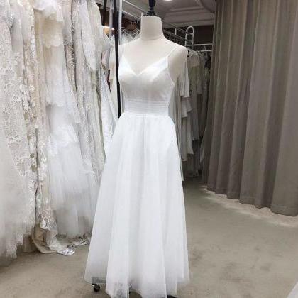 Spaghetti Strap Wedding Dress, Light Bridal..