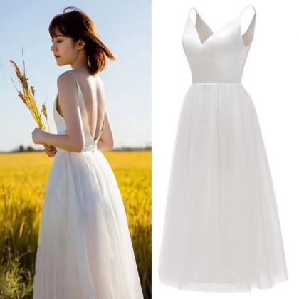 V-neck Wedding Dress, Light Bridal Dress,outdoor..