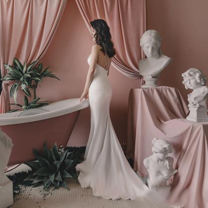 Satin Wedding Dress, Simple Bridal Dress,daily..