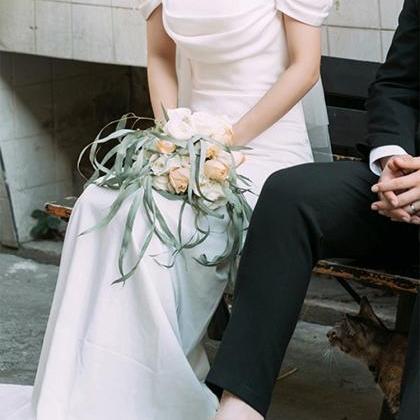 Light Wedding Dress, Simple Bridal Dress,..