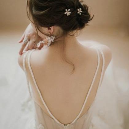 Spaghetti Strap Wedding Dress,white Birdal..