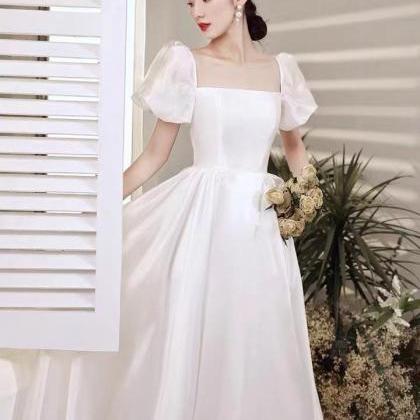 White Wedding Dress,puff Sleeve Wedding..