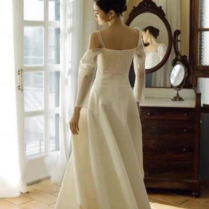White Wedding Dress,long Sleeve Wedding..