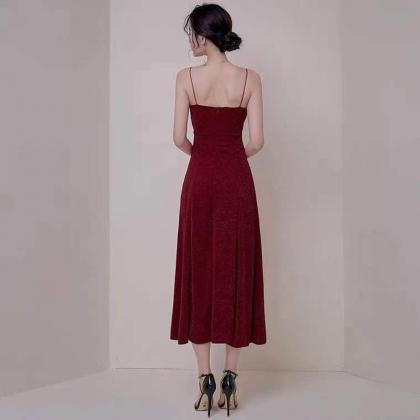 Wine Red Party Dress,spaghetti Straps Evening..
