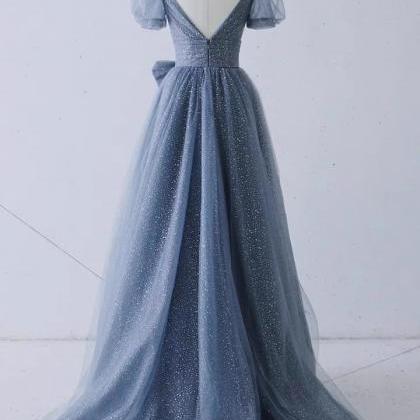 Blue Ball Gown, V-neck, High Quality, Elegant,..