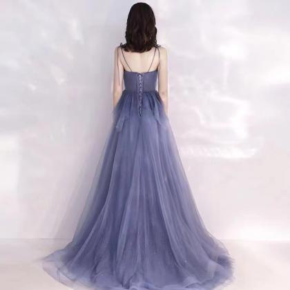 Birthday Evening Dress, Summer Blue Long Dress,..