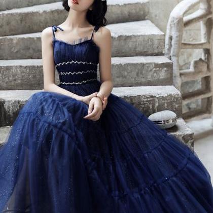 Unique,navy Blue Evening Dress,high Quality Starry..