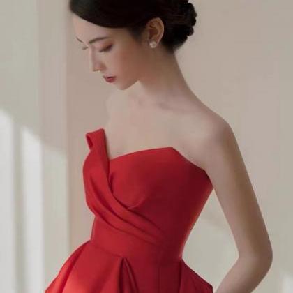 Red Homcoming Dress, Strapless Birthday Party..
