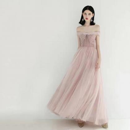Pink Prom Dress,light Tulle ,summer,off Shoulder..