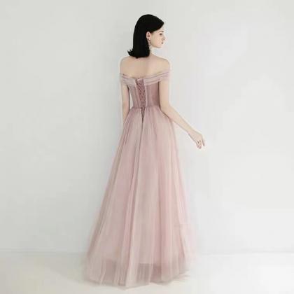Pink Prom Dress,light Tulle ,summer,off Shoulder..
