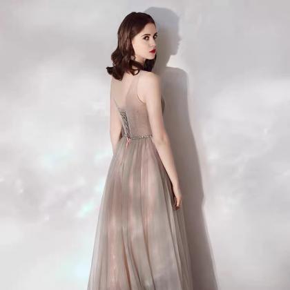 Champagne Evening Dress, Sleeveless Dream Party..