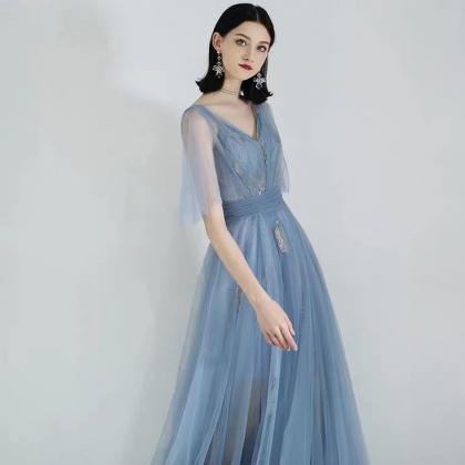 Blue Evening Dress, Atmosphere, Socialite Elegant..