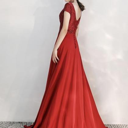 Red Evening Dress,satin Party Dress, Eleagnt Queen..