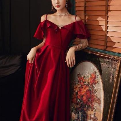 Red Midi Dress,off Shoulder Party Dress, Charming..