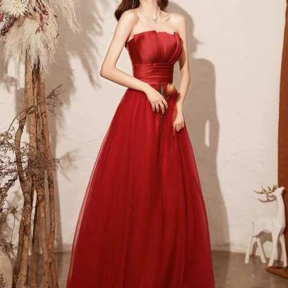 Strapless Prom Dress,red Party Dress,charming..