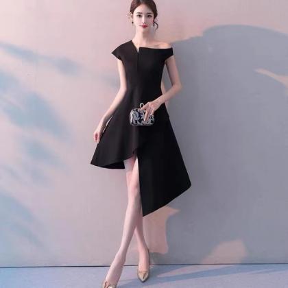 Noble, Elegant, Black Medium To Long Dress..