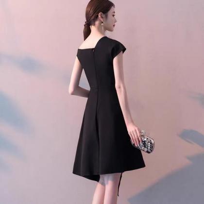 Noble, Elegant, Black Medium To Long Dress..