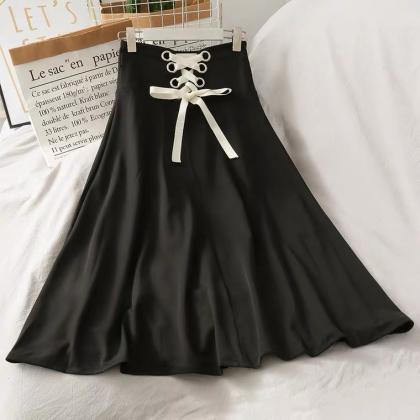 Vintage Skirt, Belted Back Waist, A-line Skirt