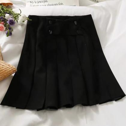Temperament Breasted High Waist Skirt, Simple Pure..
