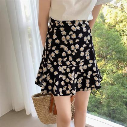 Summer, Daisy Skirt, Floral Skirt Chiffon A-line..