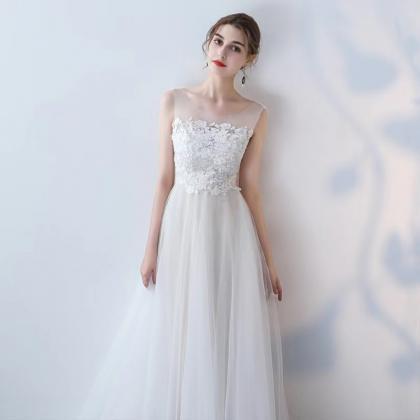 White Evening Dress,, Summer, Sleeveless Elegant..