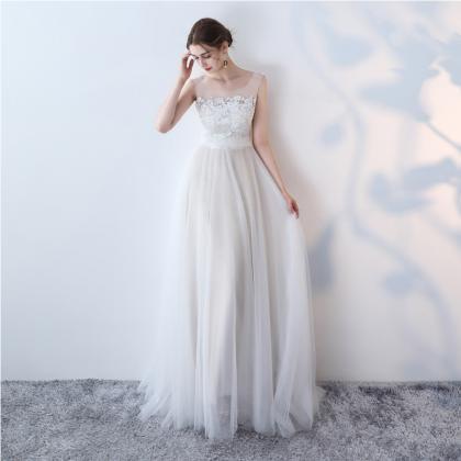 White Evening Dress,, Summer, Sleeveless Elegant..