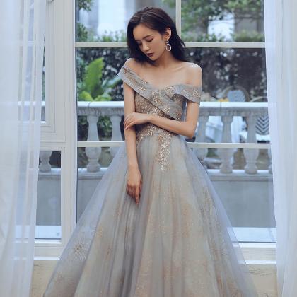Embroidered Ball Gown,off -shoulder Dreamy..
