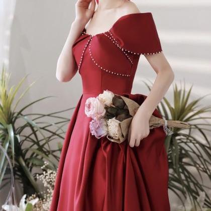 Red Ball Gown,off -shoulder Prom Dress,elegant..
