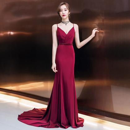 Red Evening Dress, Long, Slim, Sexy, Mermaid Prom..