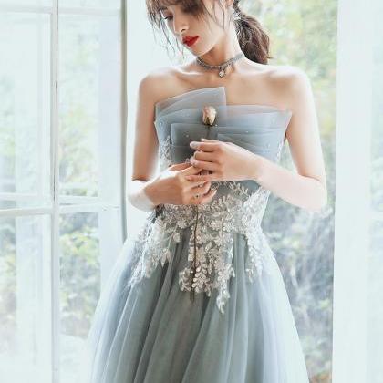 Blue Homecoming Dress, Fairy Dress, Strapless..