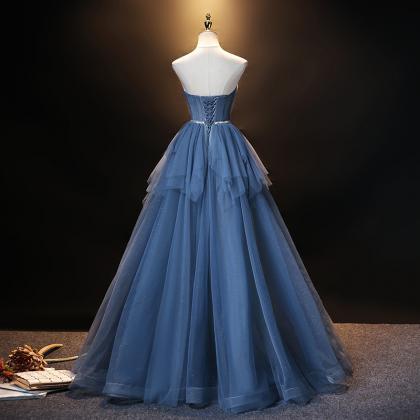 Strapless Party Dresses, Blue Evening Dresses,..