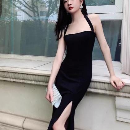 Black Evening Dress, Sexy Temperament Dress,..